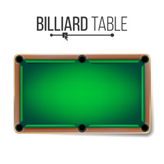 Realistic Billiard Table Vector. American Pool Table. Sport Theme. Top View. Isolated On White Illustration