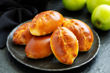 Fresh small patties with apple stuffing.