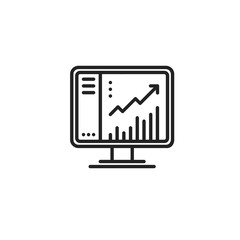 Computer SEO Chart Graph Vector Line Icon