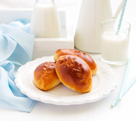 Fresh small patties with apple stuffing.