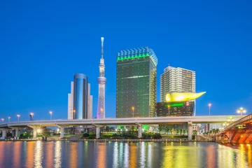 Foto op Plexiglas Tokyo city, Japan skyline on the Sumida River at night © orpheus26