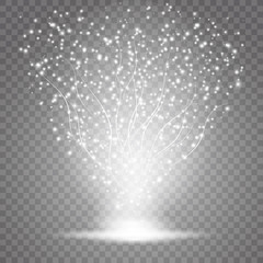Magic light vector effect with particles on transparent background. Glow special effect light, flare, star and burst. Isolated spark. ascending current