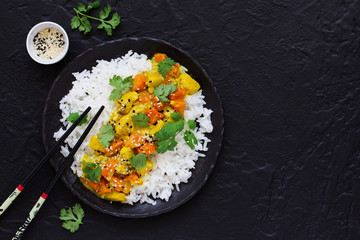 Curry with chicken and pumpkin.