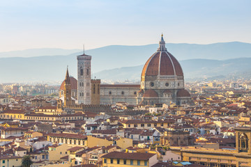Fototapeta na wymiar Close up view of Duomo of Florence in Tuscany, Italy