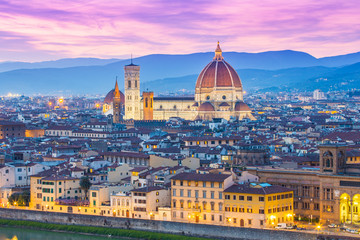 Fototapeta na wymiar Night view of Florence city skyline in Tuscany, Italy