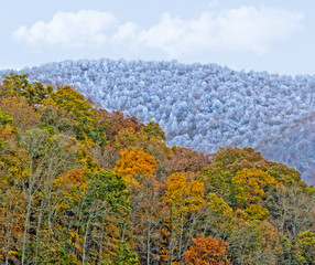 Autumn and Winter Landscape in the Mountains