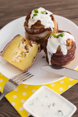 Baked potatoes with cheese and bacon