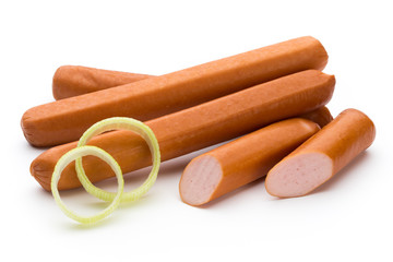 Fresh sausage isolated over white background.