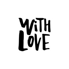 Merry Christmas card with calligraphy With Love. Template for Greetings, Congratulations, Housewarming posters, Invitations, Photo overlays. Vector illustration