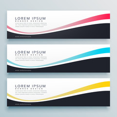 three wavy banners vector design