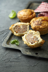 Homemade meat pies with white wine jelly