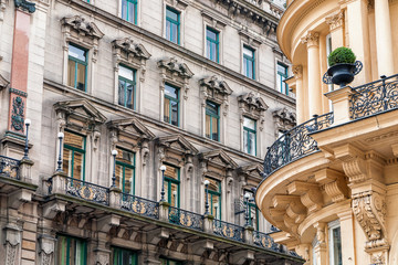 Facades of historic buildings in Vienna