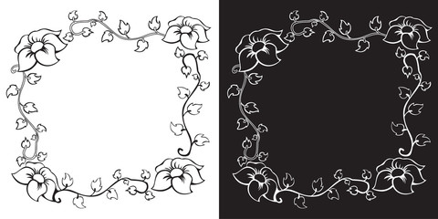 Vector sketched vintage floral border