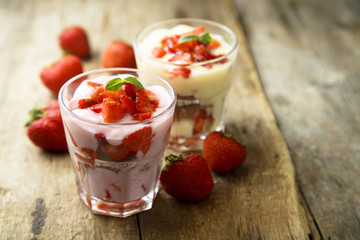 Yogurt and strawberry dessert