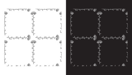 Vector sketched vintage floral border