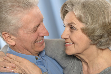 Happy senior couple at home