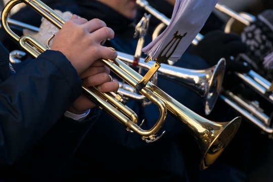 Trumpets of a municipal band.
