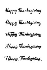 Thanksgiving typography. Celebration Happy Thanksgiving Day. Thanksgiving vintage style text calligraphy. Usable for prints, banners, cards, posters, invitations, special offer etc. Hand-lettering set