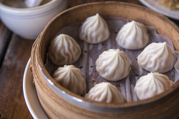Xiaolongbao,Chinese steamed bun on plate,Dimsum