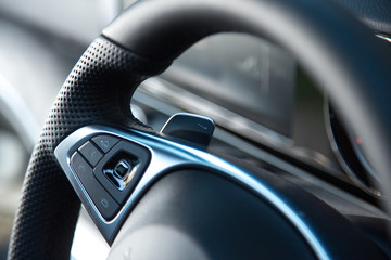 Detail shot of steering wheel