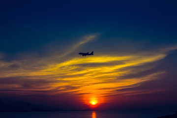 golden sunset and colorful sky background  at sunset  beach  ,Koh Samui ,Thailand