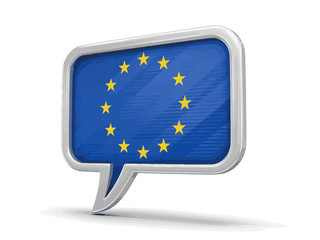 Speech bubble with Europian Union flag. Image with clipping path