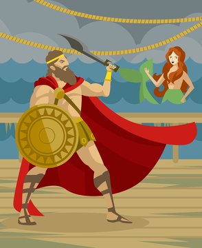 ulises greek mythology in the sea and mermaid singing