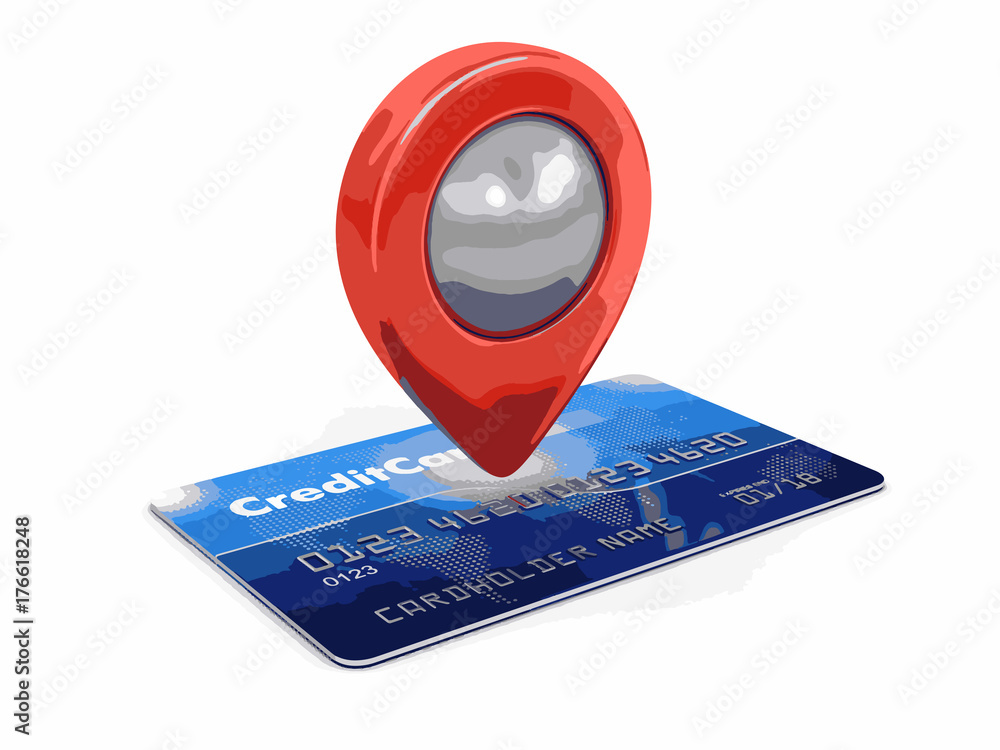 Poster credit card and pointer. image with clipping path