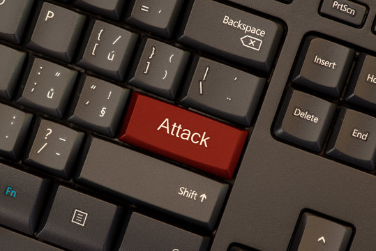 Attack word concept button on keyboard