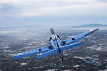 abstract vintage airplane flying in the sky
