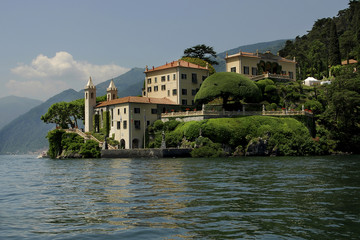 Lombardy, Lake Como, Villa Balbianello; view from the Lake.