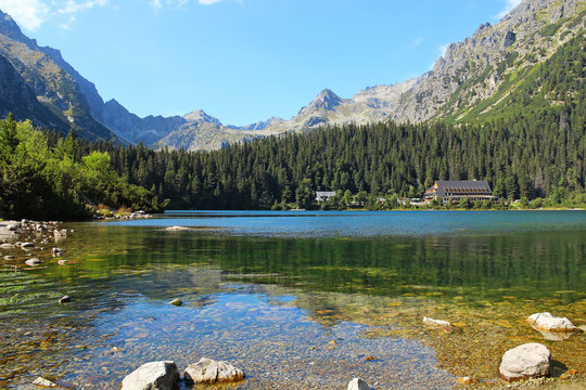 Poprad lake in High Tatras mountains, Slovakia