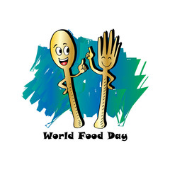 World Food Day poster with fork cartoon.
