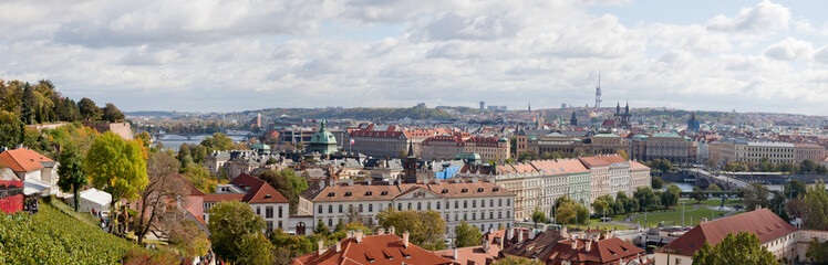 Naklejka na ściany i meble Prague. Panorama of the city from the height of Prague Castle.