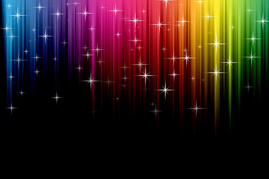 rainbow colored light background with stars