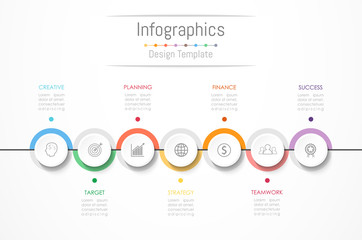 Infographic design elements for your business data with 7 options, parts, steps, timelines or processes. Vector Illustration.