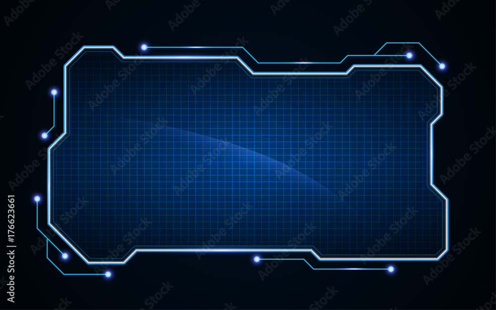 Poster abstract tech sci fi hologram frame template design background