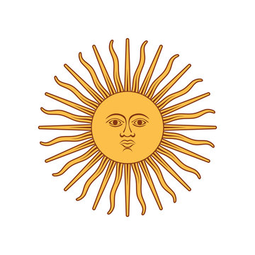 Argentina Sun Of May. Coat of arms of Argentina. Coat of arms. Vector illustration.