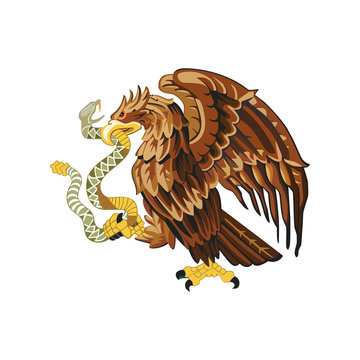 Mexican eagle. Coat of arms of Mexico. Coat of arms. Vector illustration.