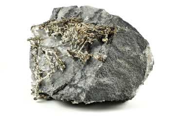 native silver from Kongsberg/ Norway isolated on white background