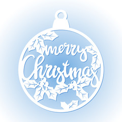 Openwork Christmas bauble. Laser Cutting template for greeting cards, decorations, interior decorative elements.