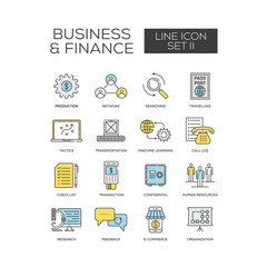 Business and Finance Colored Line Icon Set