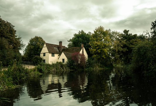 Dark Autumn Day English Country Mill Cottage House