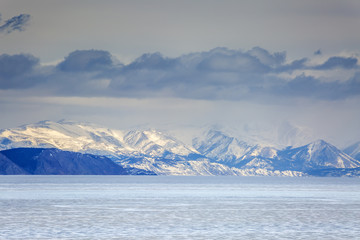 The coast of Lake Baikal in winter