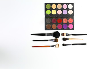 makeup brushes set for professional on white background