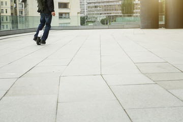 man on self balancing one wheel scooter in the city © ninelutsk