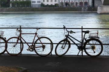 Fototapeta na wymiar Bicycles on a street