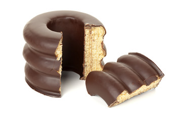 Baumkuchen, German layer cake, isolated