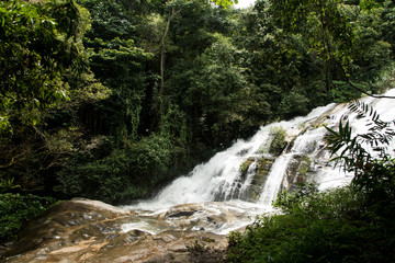 Waterfalls flowing down from the stream
