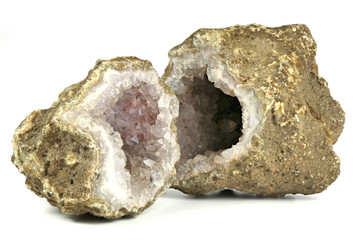 amethyst geode found in Algeria isolated on white background